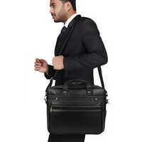 Single Button Black Attractive Stylish Leather Messenger Office Bag