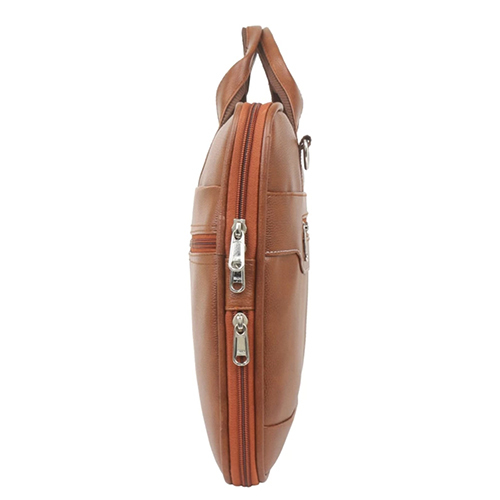 Zip Folding Tan Slim Stylish Leather Messenger Sling Office Bag