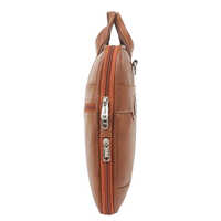 Zip Folding Tan Slim Stylish Leather Messenger Sling Office Bag