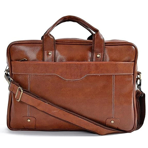 Double Line Tan Color Stylish Leather Hand Bag - Color: Different Available