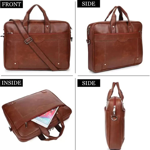 Double Line Tan Color Stylish Leather Hand Bag