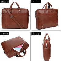 Double Line Tan Color Stylish Leather Hand Bag