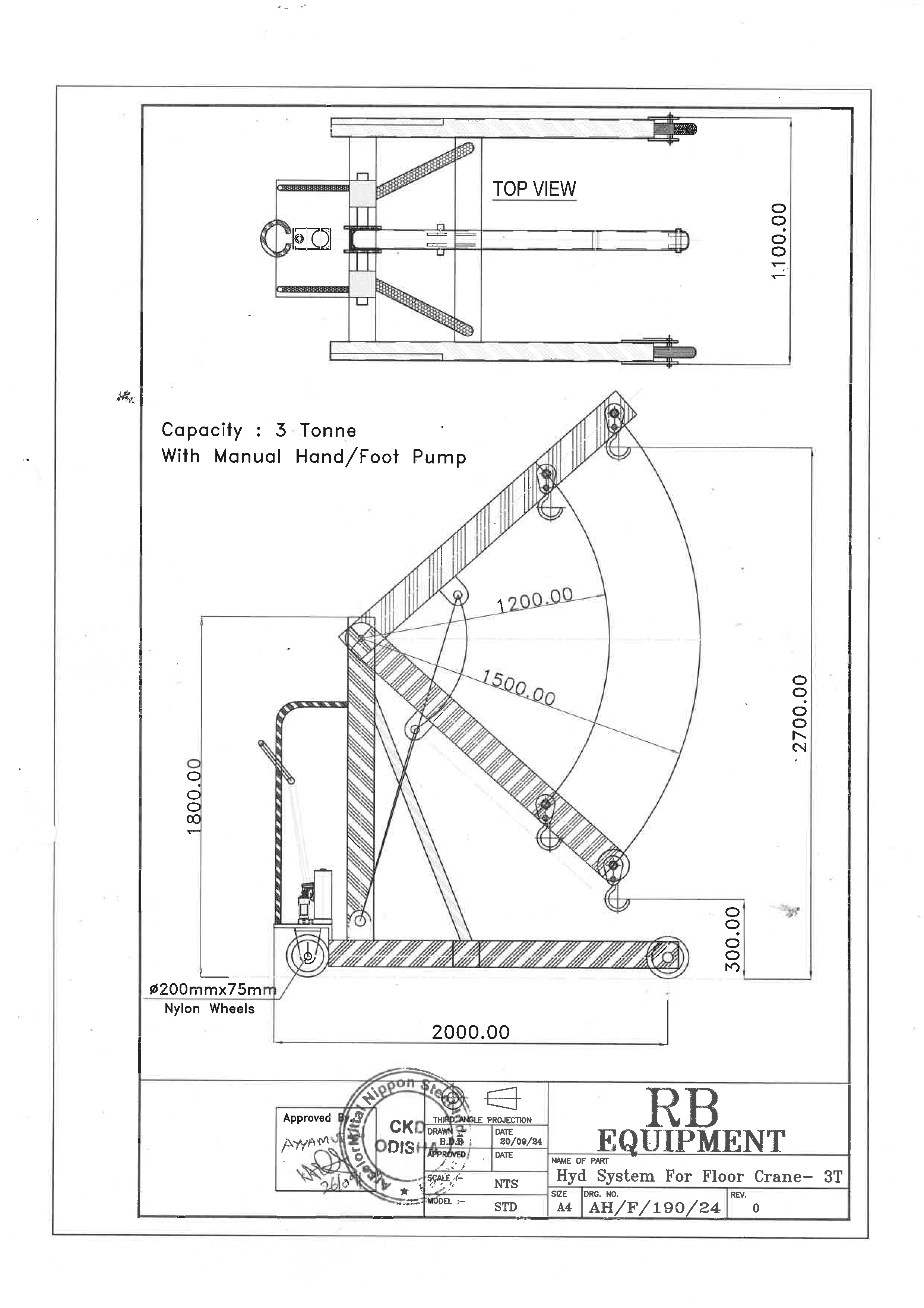 Manual Hydraulic Mobile Floor Cranes