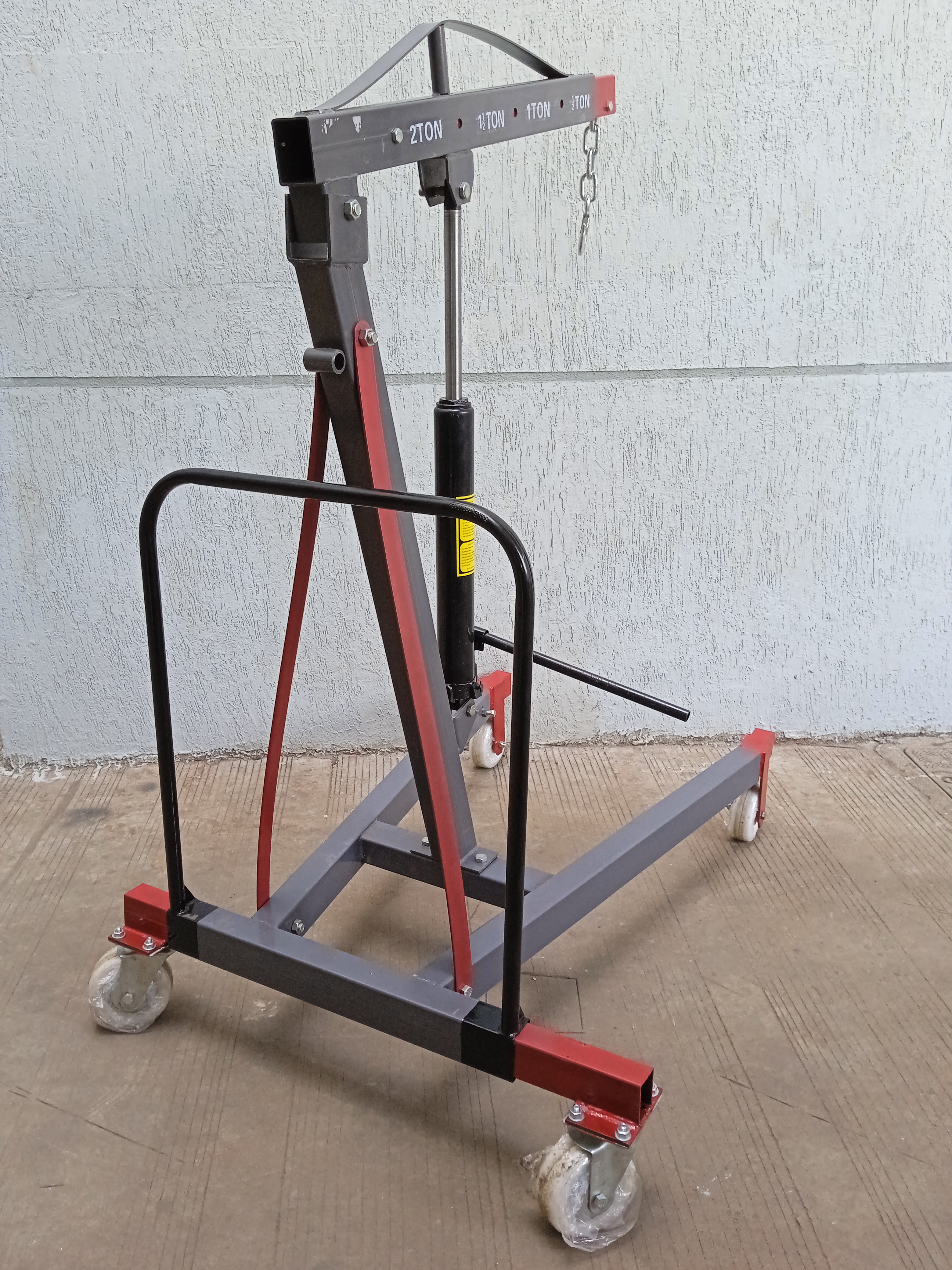 Mobile Floor Crane - Mild Steel, Standard Size, Grey | 3-ton Capacity, Manual Hand/foot Pump, Compact Design, Smooth Maneuverability