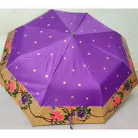 Satin Ladies Printed Ladies Umbrella - Satin Fabric, Metal Shaft, Foldable Design, All Colors Available, Comfortable Plastic Handle