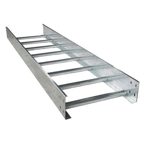 MS Ladder Cable Tray - Galvanized Iron, 1.2mm to 2mm Thickness, 15mm Side Rail Height | Silver Powder-Coated Finish, Durable, Warranty Included