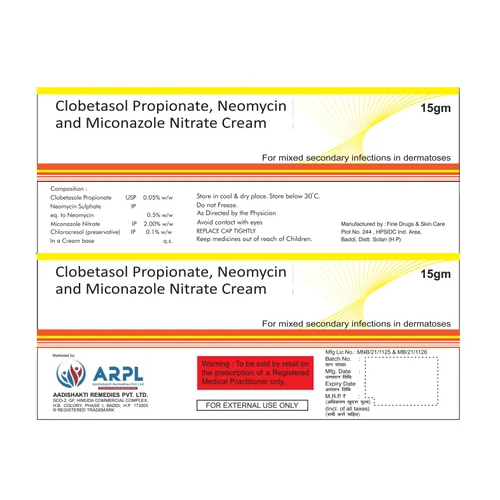 15Gm Clobetasol Propionat Neomycin And Miconazole Nitrate Cream - Formulations Type: Medicine Raw Materials