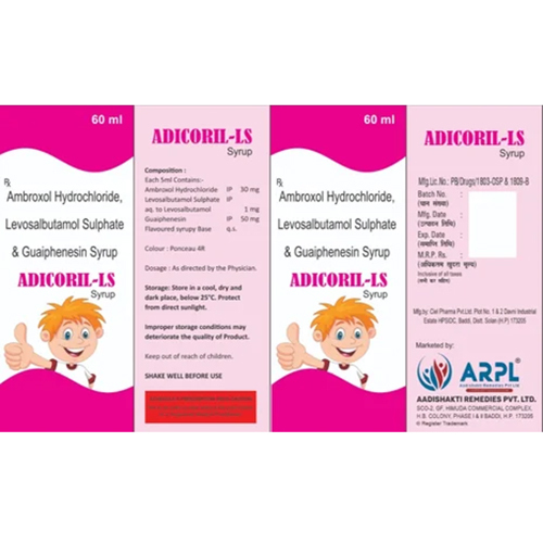 60Ml Ambroxol Hydrochloride Levosalbutamol Sulhate And Guaiphenesin Syrup - Formulations Form: Liquid