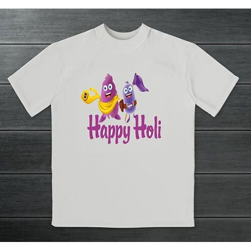 Holi White Festival T Shirt - Fabric Type: Cotton