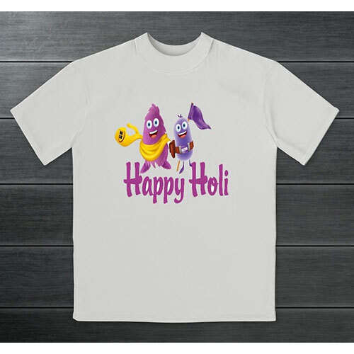 Holi Printed Polyester T Shirt - Color: Multi Color