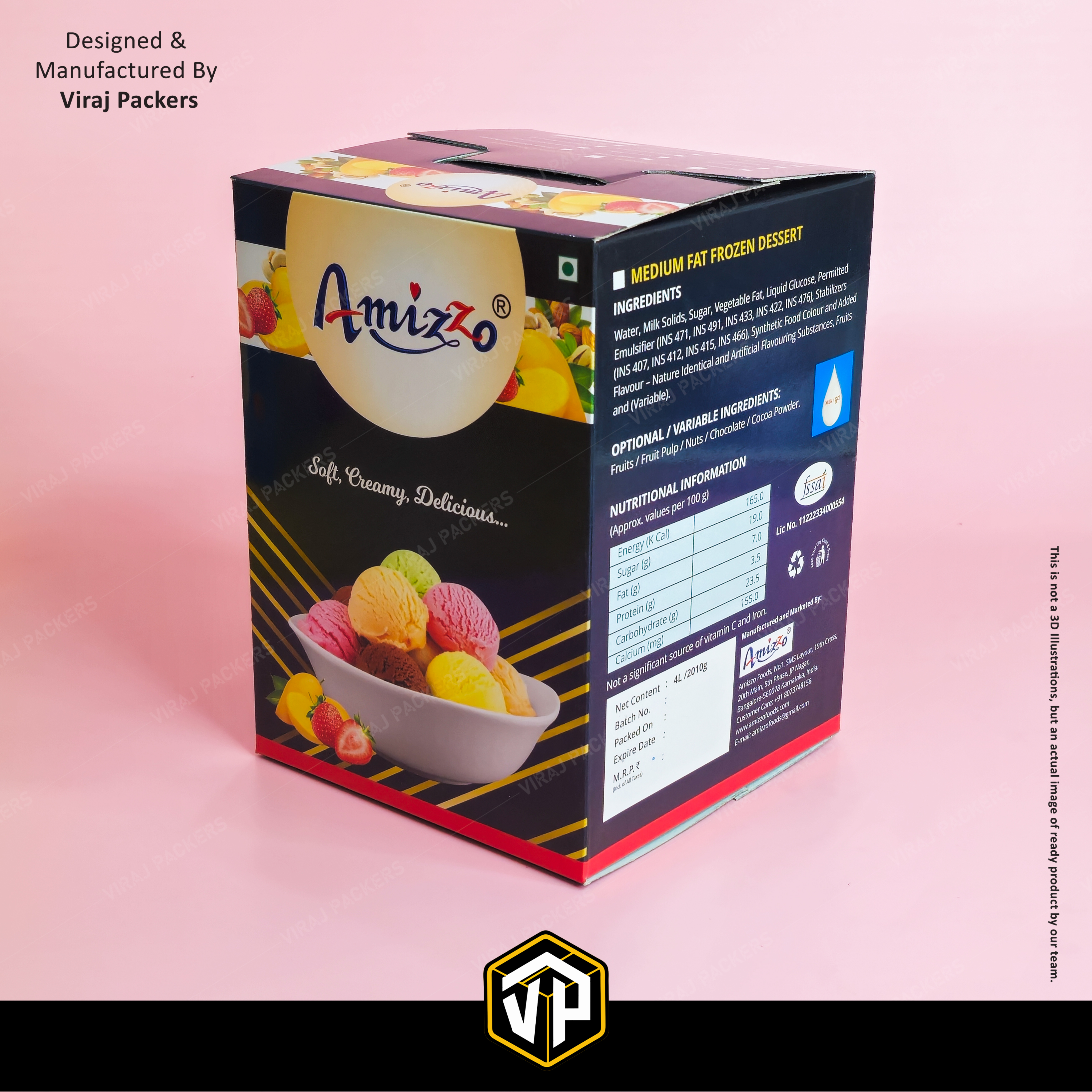 Ice Cream Packaging Gallon Boxes - Finishing: Glossy Lamination