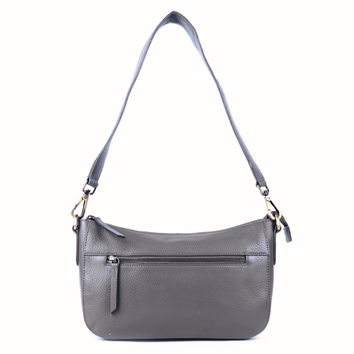 Elegant Genuine Powder Blue Leather Shoulder Bag - Color: Gray