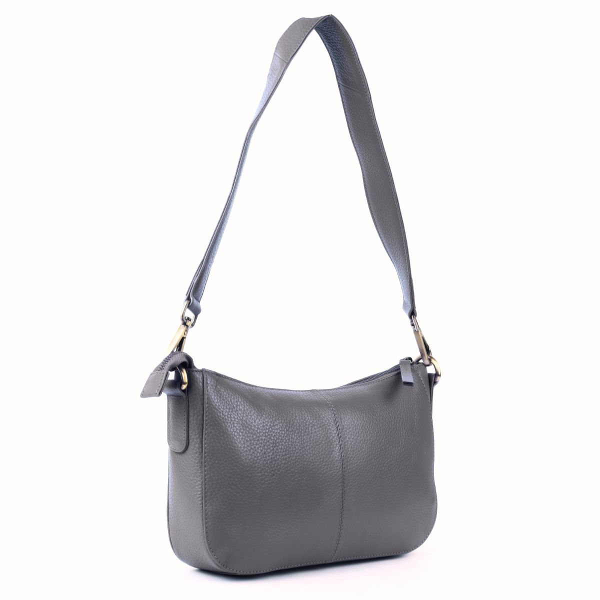 Elegant Genuine Powder Blue Leather Shoulder Bag - Color: Gray