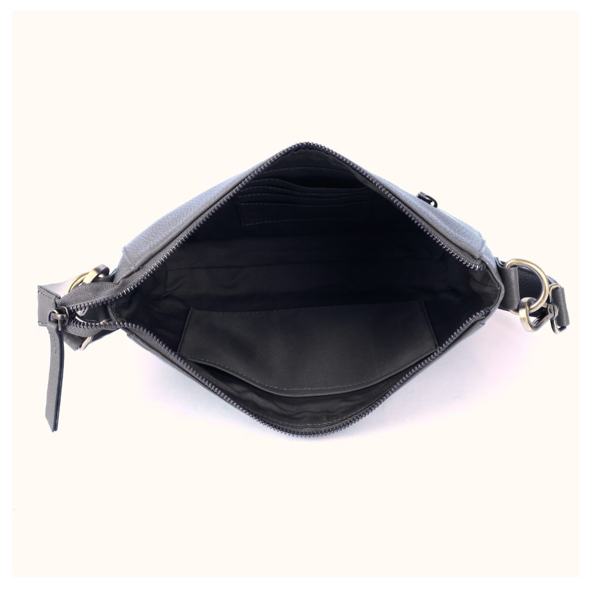 Elegant Genuine Powder Blue Leather Shoulder Bag - Color: Gray