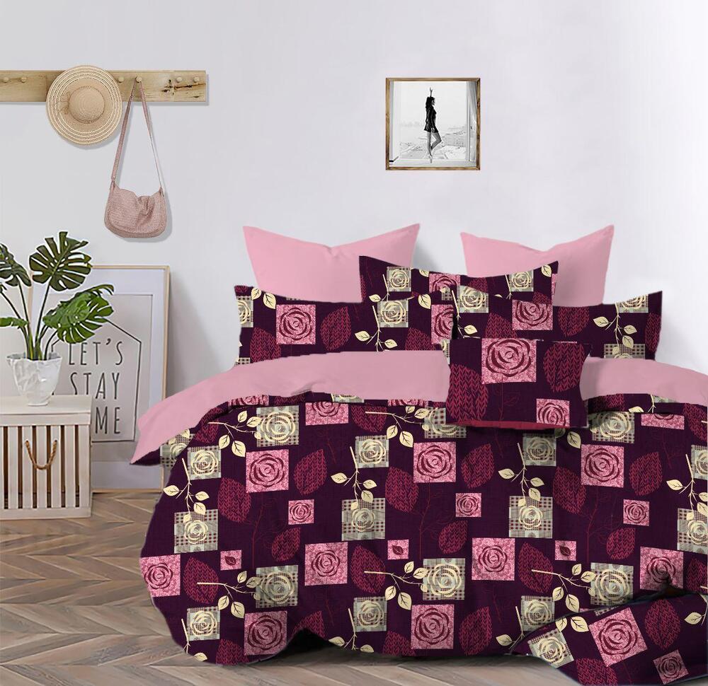 5D Double Bedsheet - 100% Cotton, Full Size | Printed Pattern, Different Colors, Washable, No Shrinkage