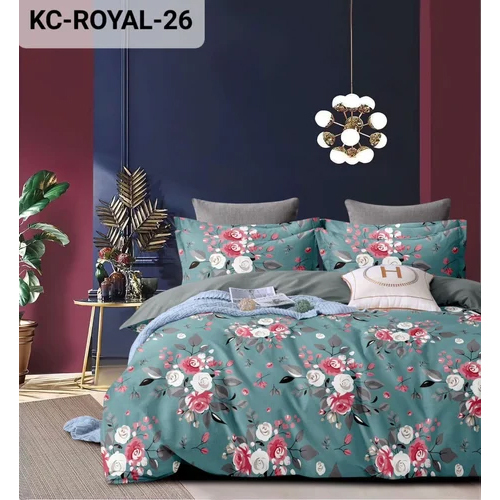 KC-Royal-26 5D Double Bedsheet - 100% Cotton, Full Size, Beautiful Printed Pattern, Washable, No Shrinkage, Available in Multiple Colors