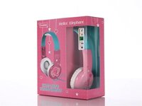 CherryBox Wired Headset Kids On Ear Headphones with 3.5mm Audio Jack & Volume Portable Cute Children Learning Headphone Compatible with Cellphones Computer MP3/4 Pad Tablet (Pink Elephant)