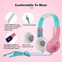 CherryBox Wired Headset Kids On Ear Headphones with 3.5mm Audio Jack & Volume Portable Cute Children Learning Headphone Compatible with Cellphones Computer MP3/4 Pad Tablet (Pink Elephant)