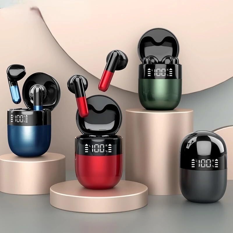 Cherrybox In-ear Wireless Bluetooth 5.2 Headphones, Earbuds With Microphone Compact Rechargeable Usb C Smart Led Case For Smartphones Android Ios - Body Material: Metalic