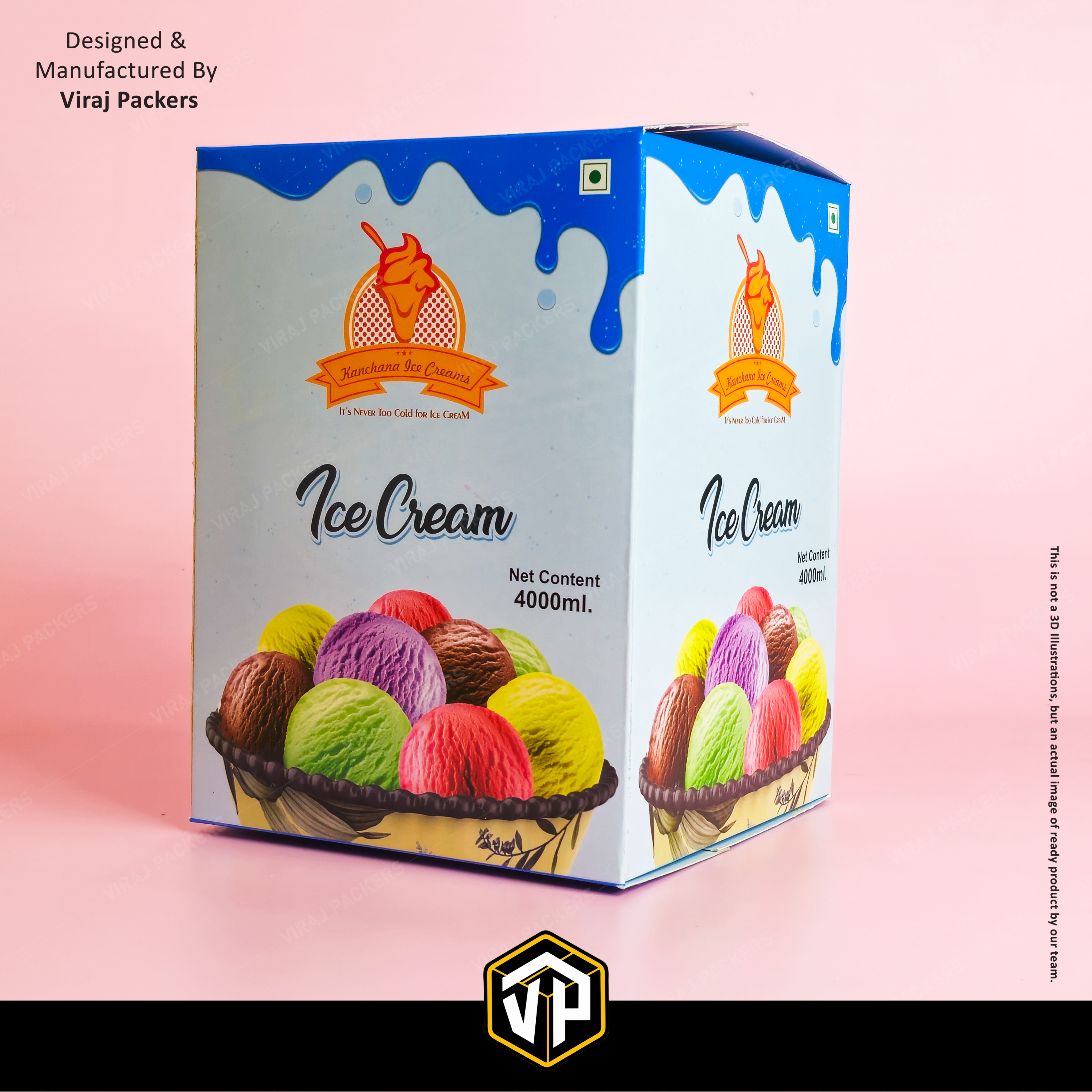 4000 Ltr Icecream Packaging Box - Finishing: Glossy Lamination