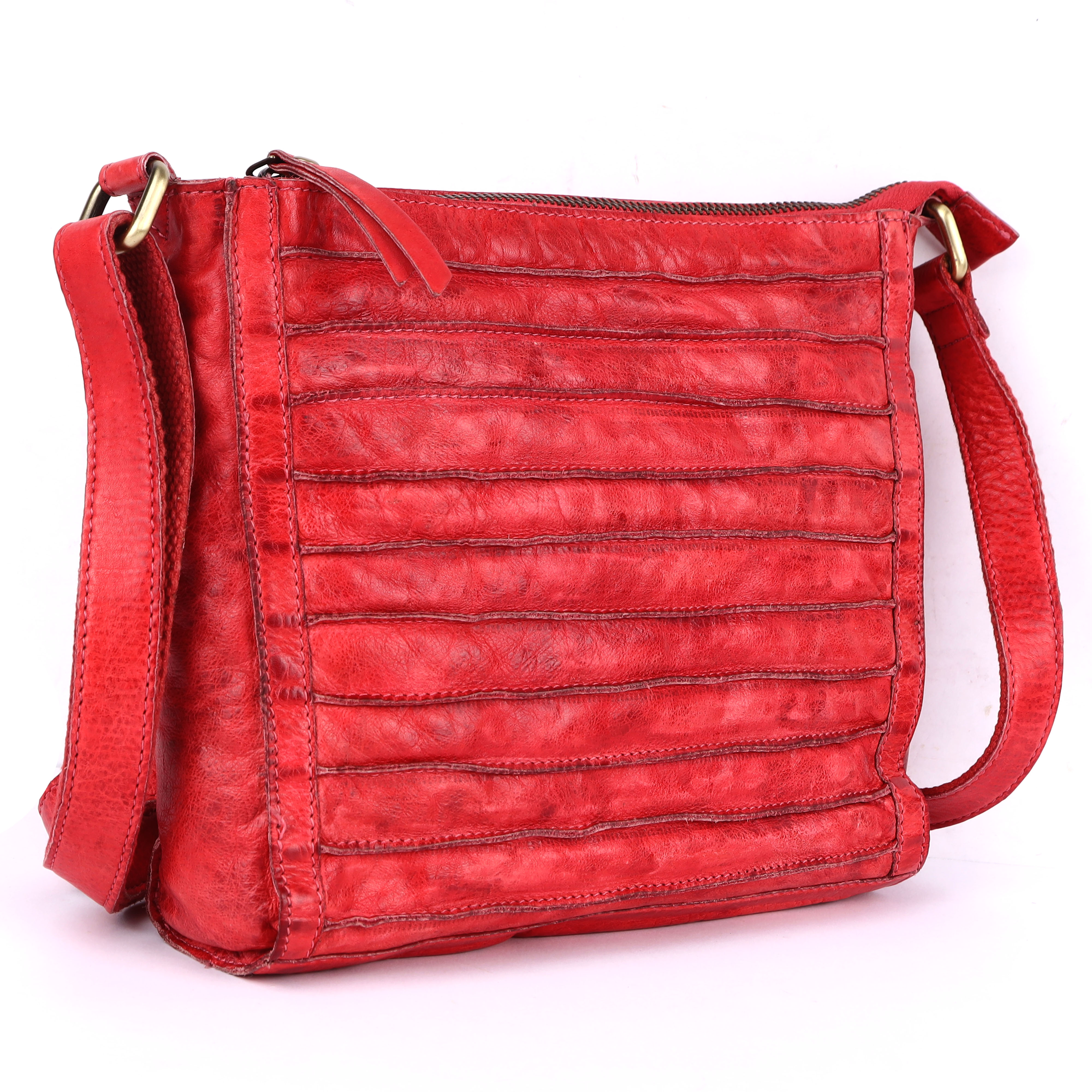 Ruby Quilted Crossbody Bag - Color: Red
