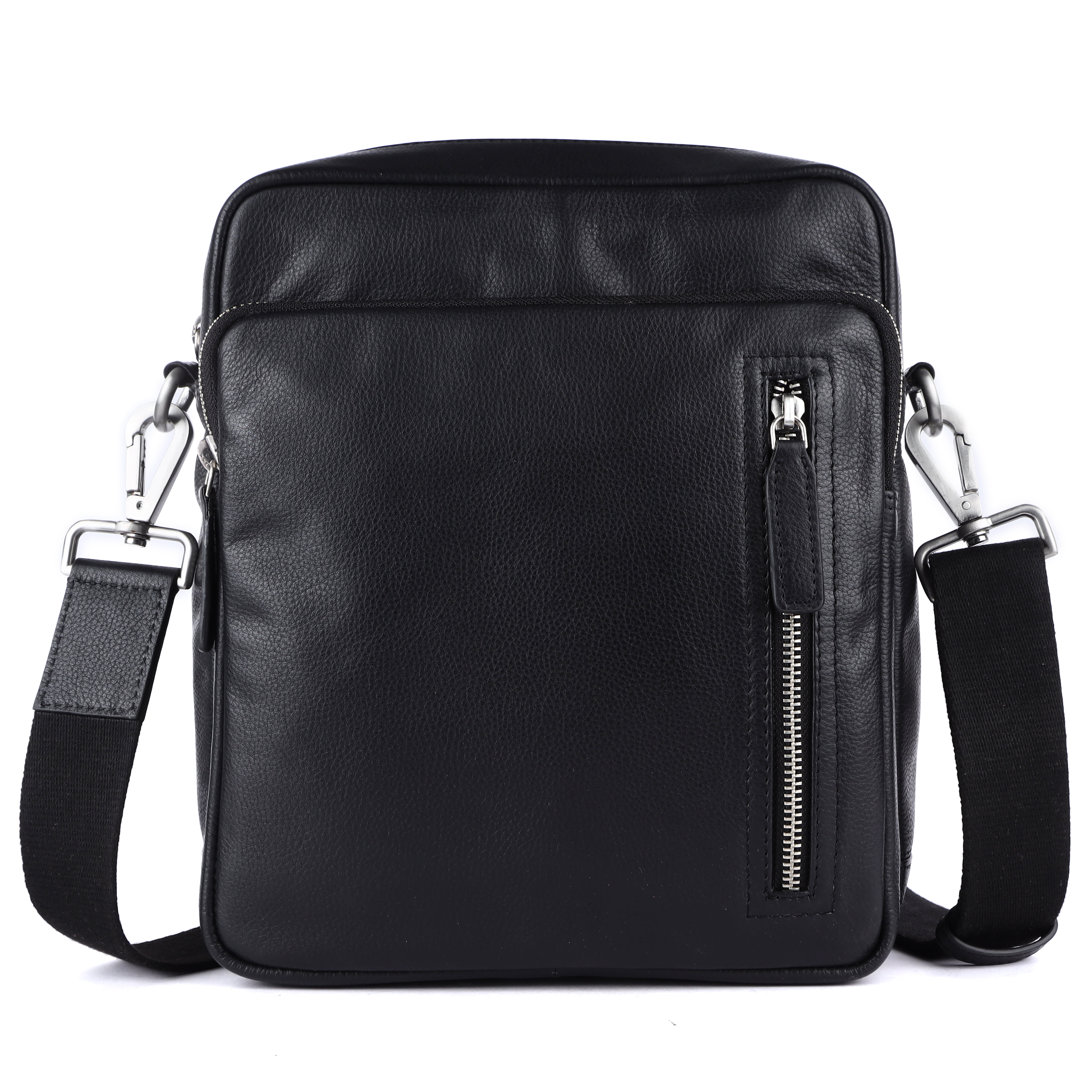 Executive Slim Leather Messenger Bag - Color: Black