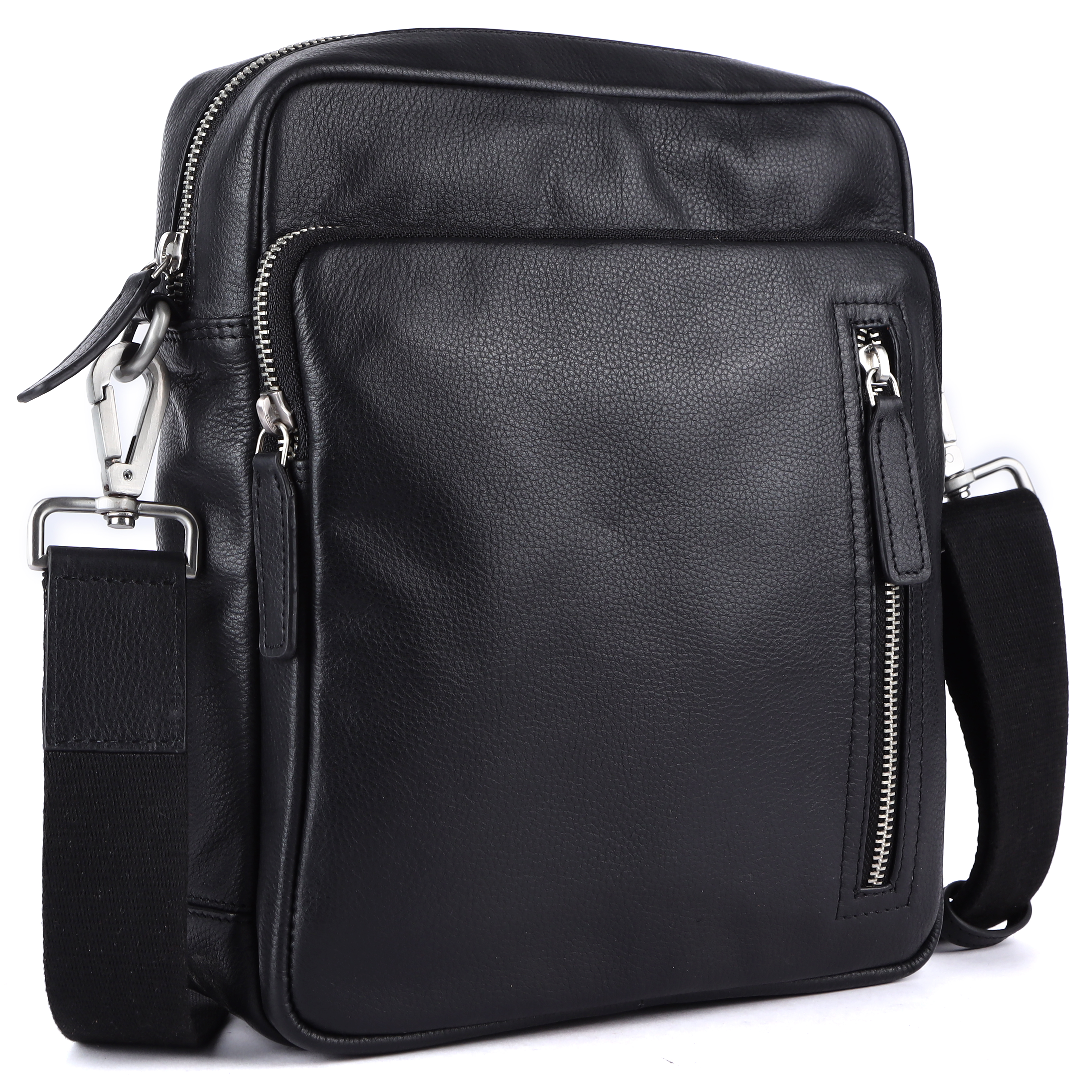 Executive Slim Leather Messenger Bag - Color: Black