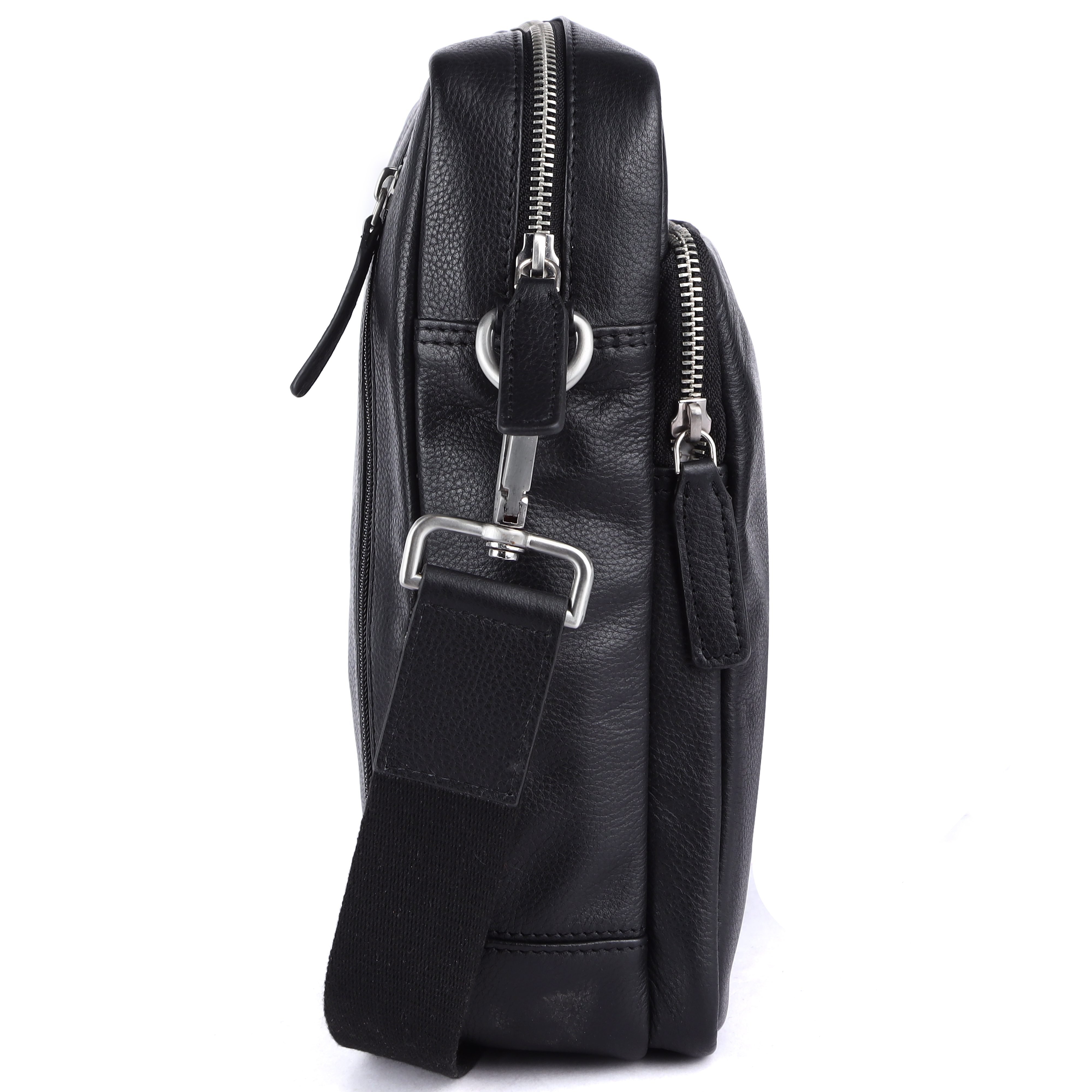 Executive Slim Leather Messenger Bag - Color: Black