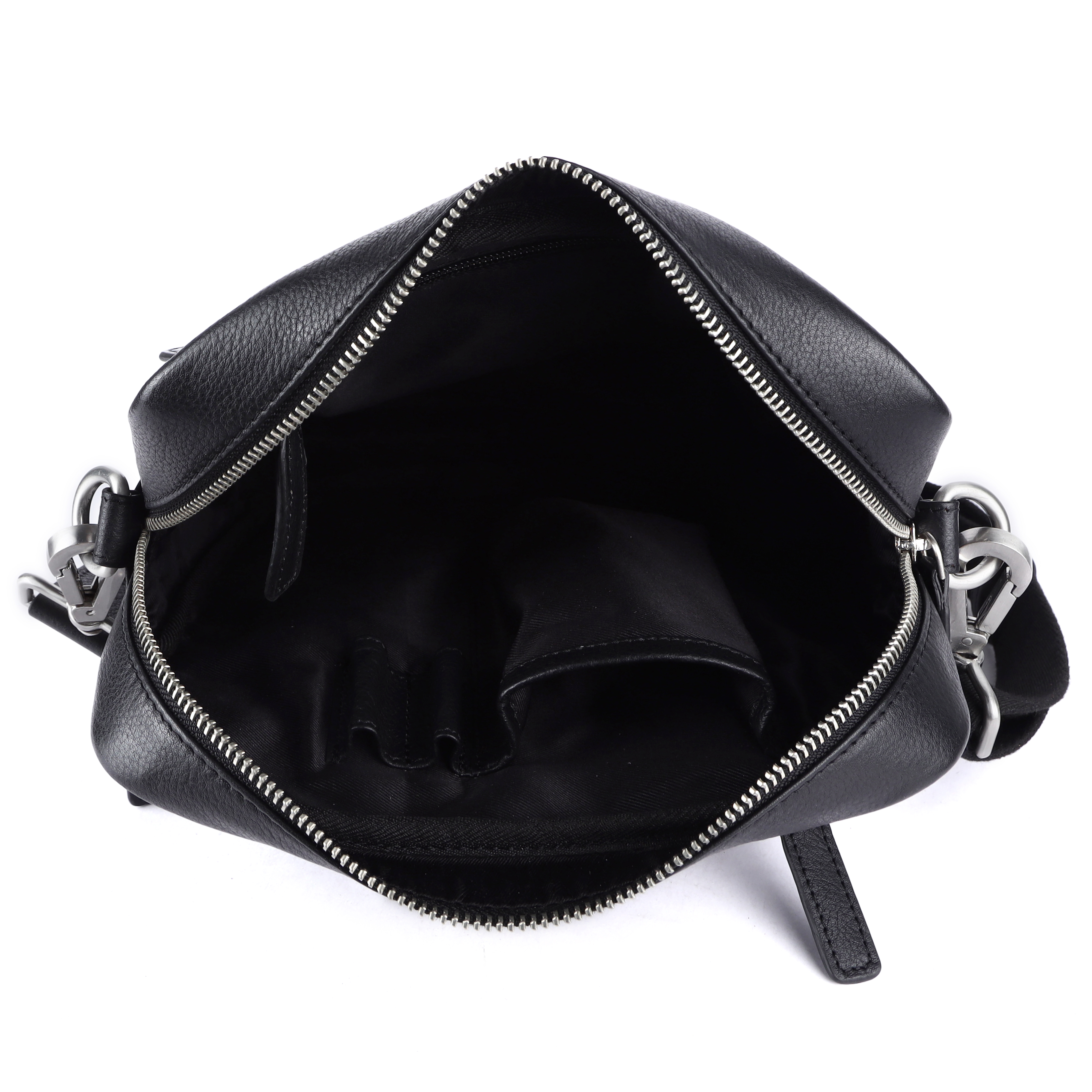 Executive Slim Leather Messenger Bag - Color: Black