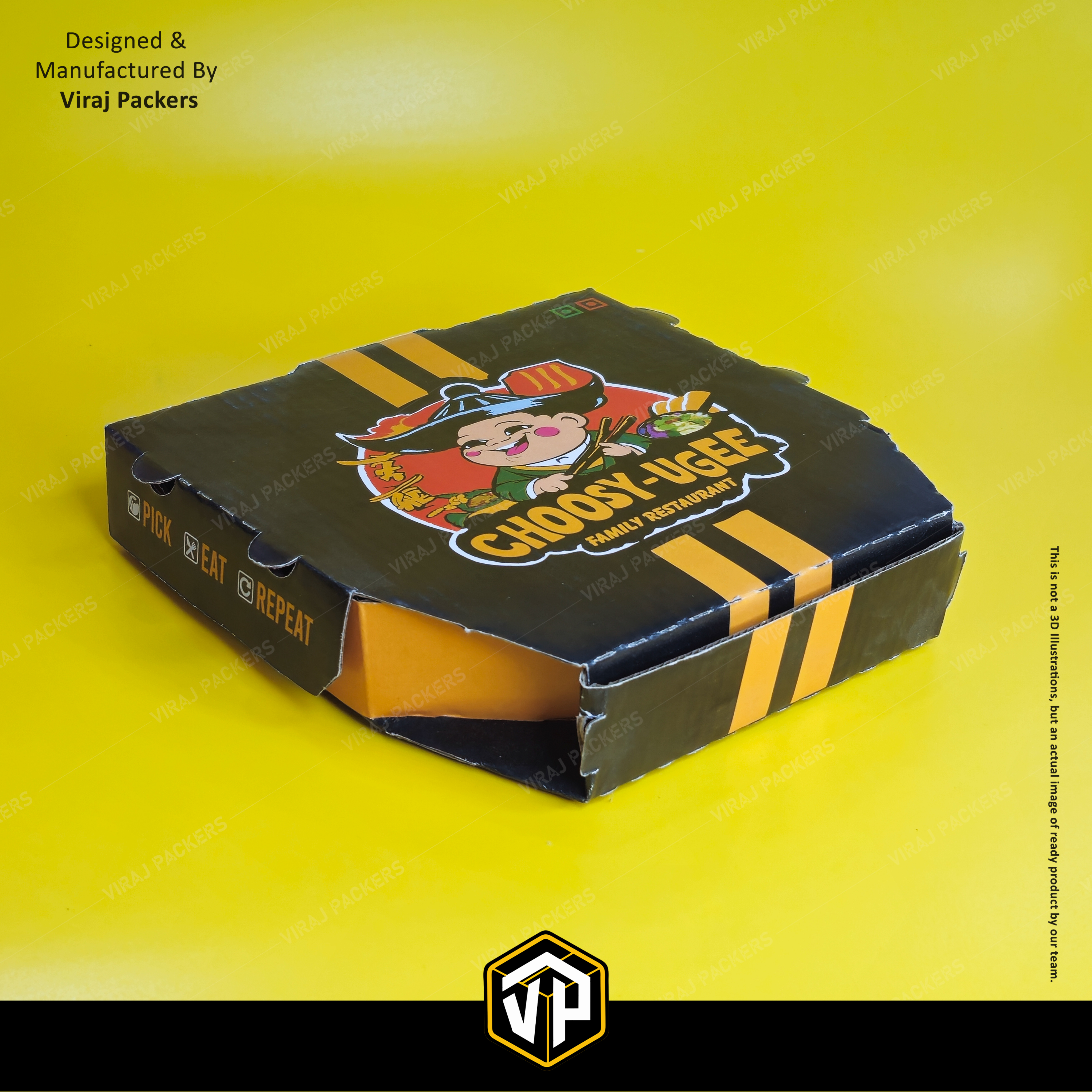 Customize Pizza Boxes - Eco-friendly Kraft Paper, Rectangular Sizes Available, Glossy Lamination Finish, Customizable Branding Options