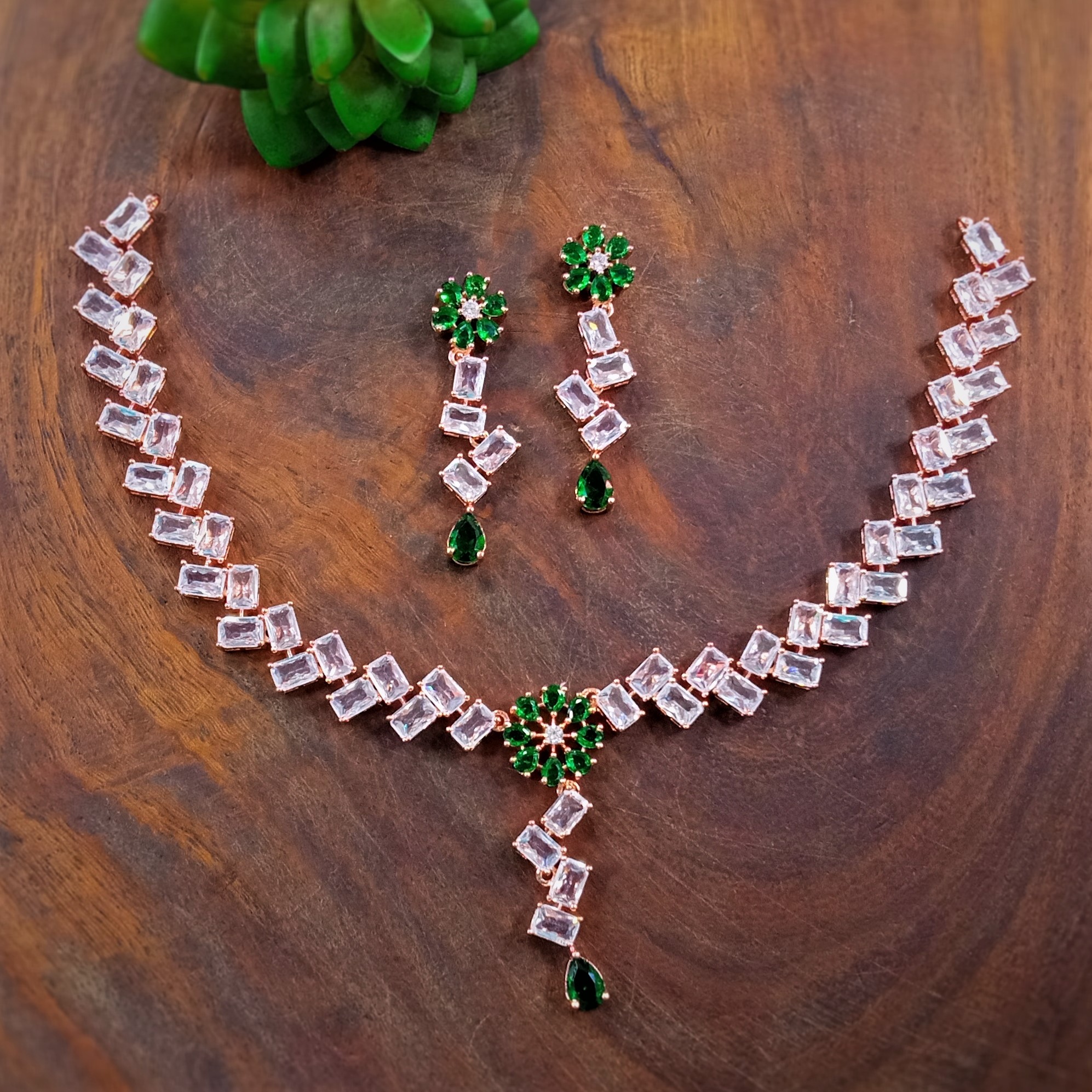 Cubic Zirconia Necklace Set - Color: All Color