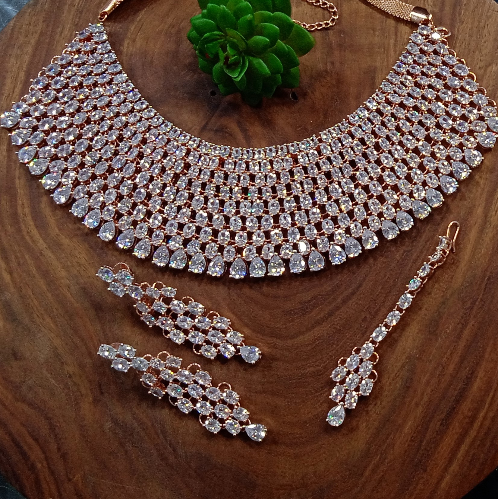 Cubic Zirconia Necklace Set - Color: All Color