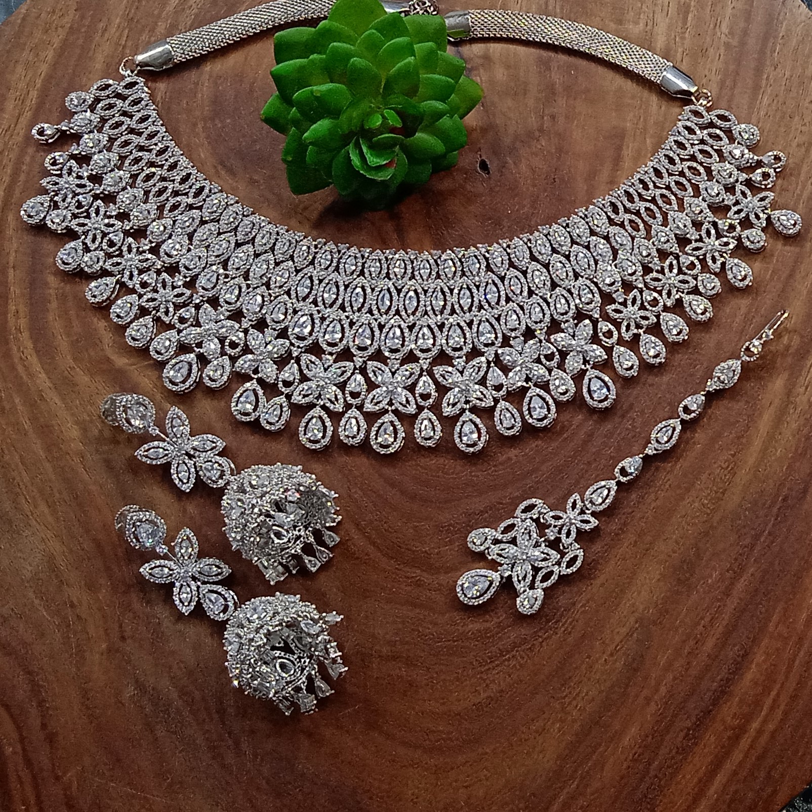 Cubic Zirconia Necklace Set - Color: All Color