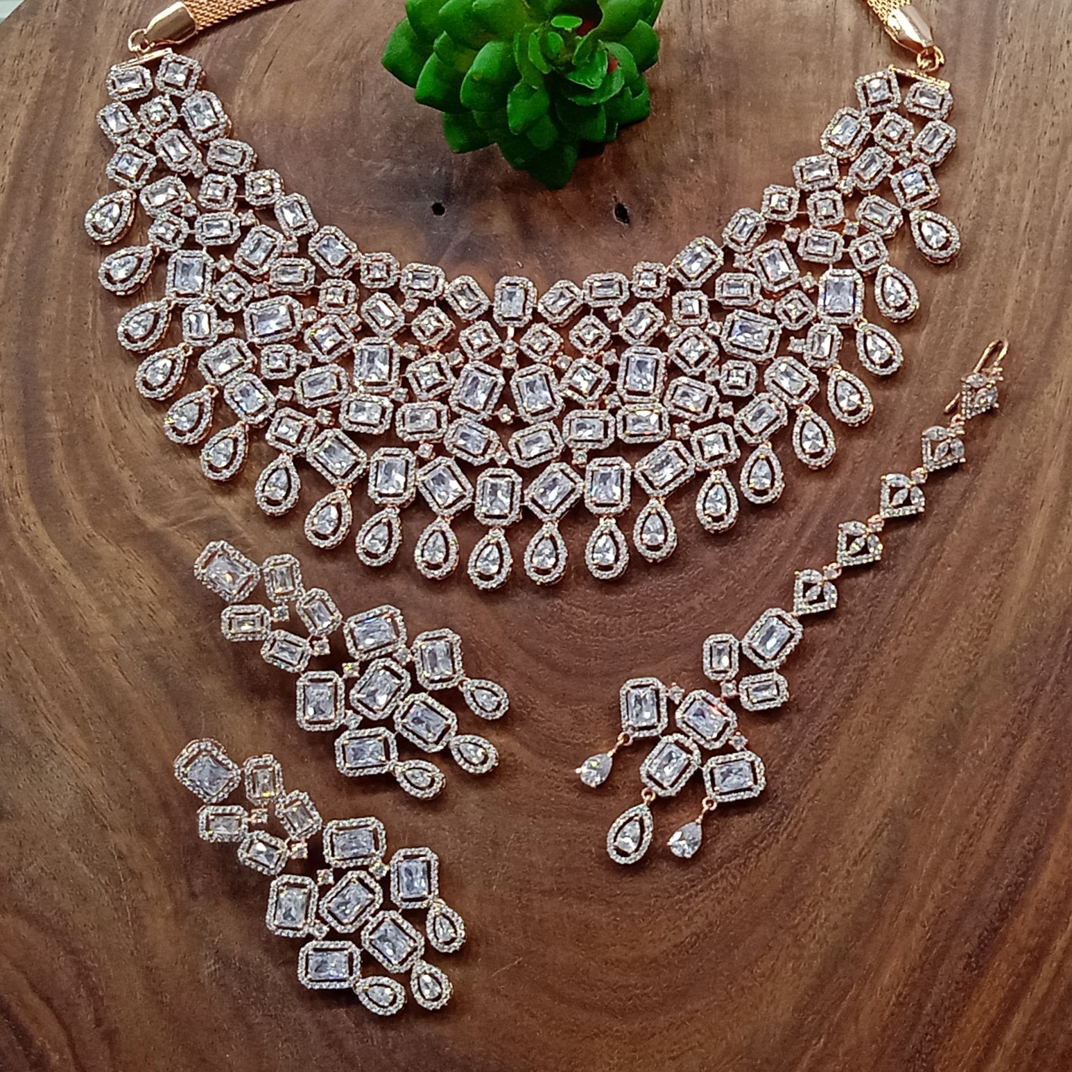 Cubic Zirconia Necklace Set - Color: All Color