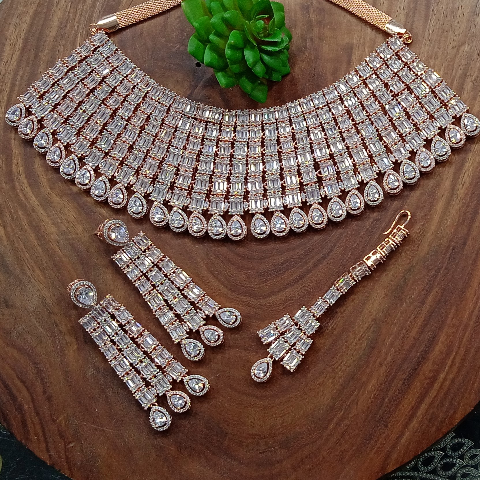 Cubic Zirconia Necklace Set - Color: All Color