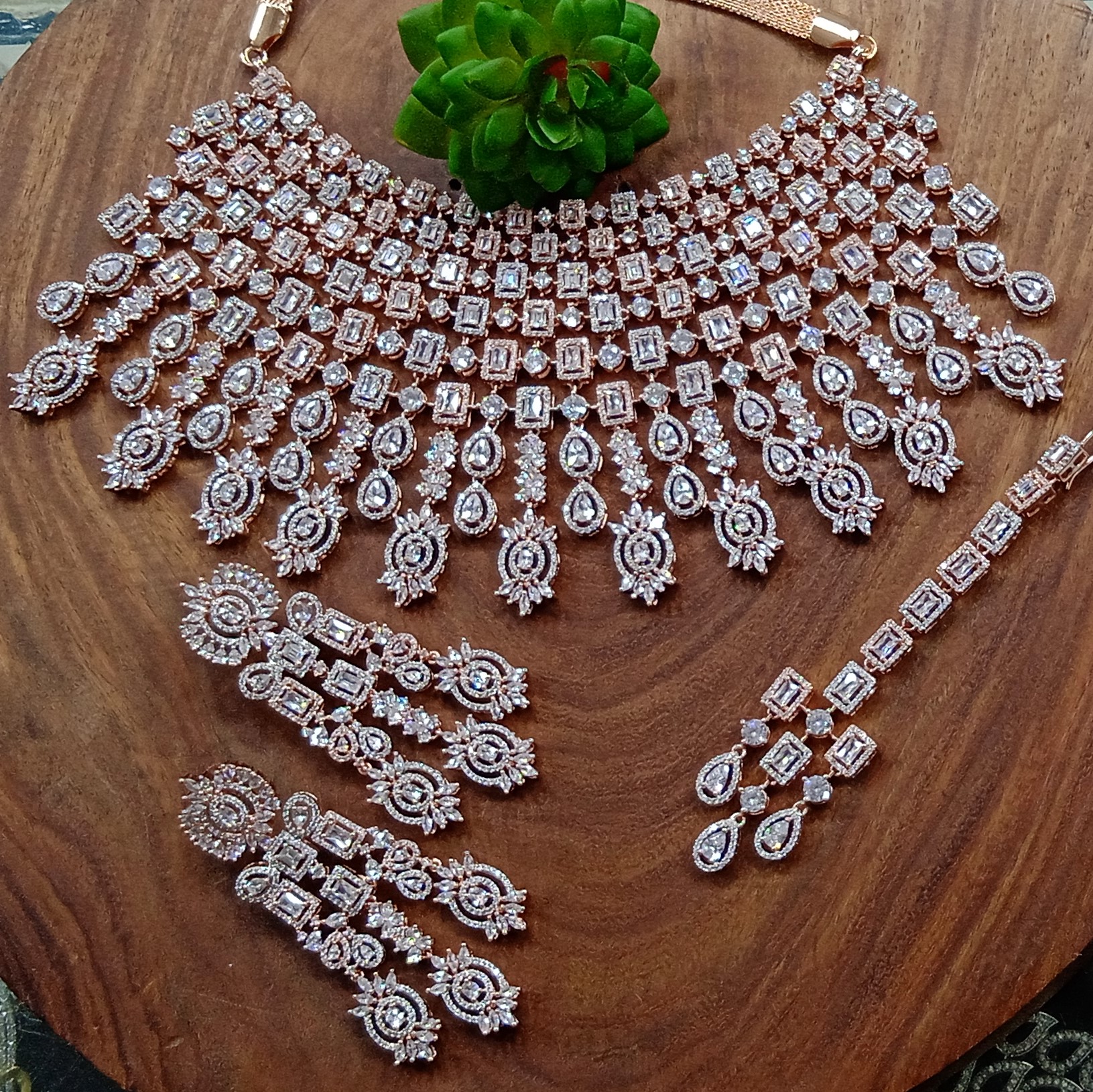 Cubic Zirconia Necklace Set - Color: All Color