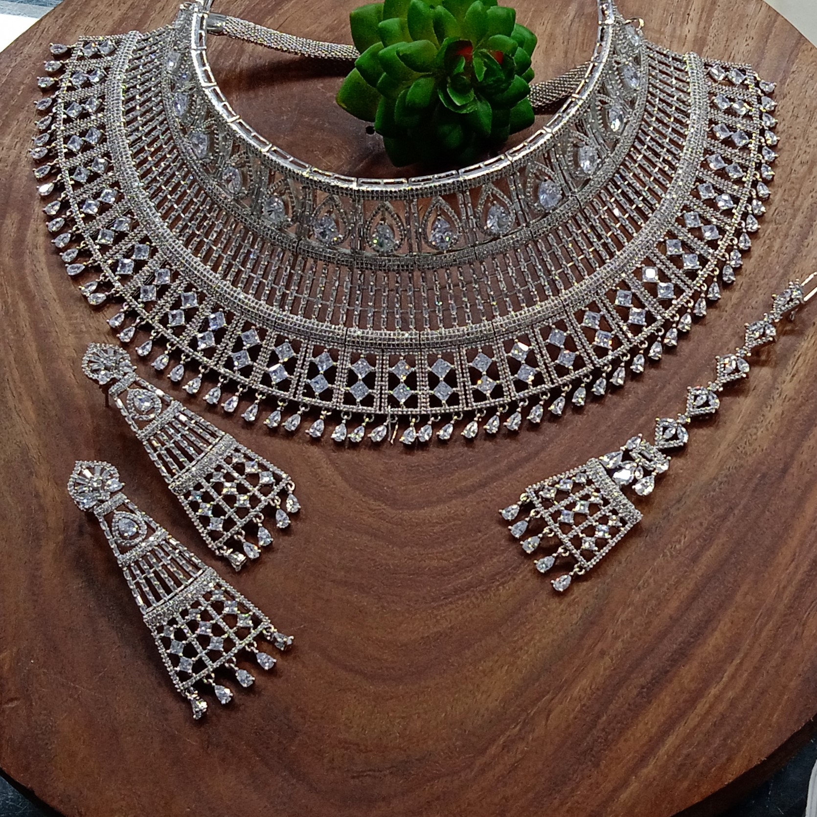 Cubic Zirconia Necklace Set - Color: All Color