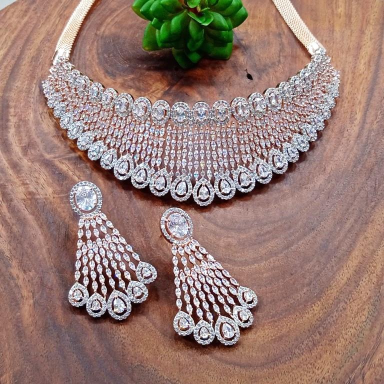Cubic Zirconia Necklace Set - High Quality Guaranteed Fashion Jewelry | Diamond Cut Elegant Design Luxurious Finish
