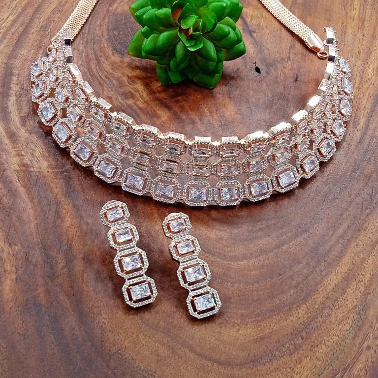Cubic Zirconia Necklace Set - High Quality Guaranteed Fashion Jewelry | Diamond Cut Elegant Design Luxurious Finish