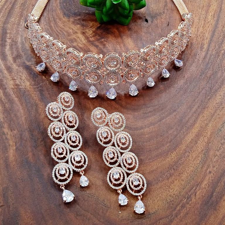 Cubic Zirconia Necklace Set - High Quality Guaranteed Fashion Jewelry | Diamond Cut Elegant Design Luxurious Finish