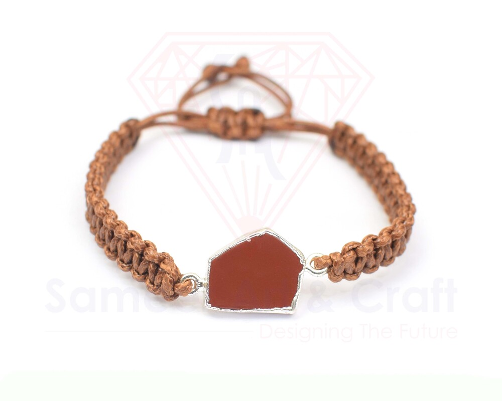 Natural Gemstone With Electroplated Silver Plated Handmade Trendy Thread Bracelet