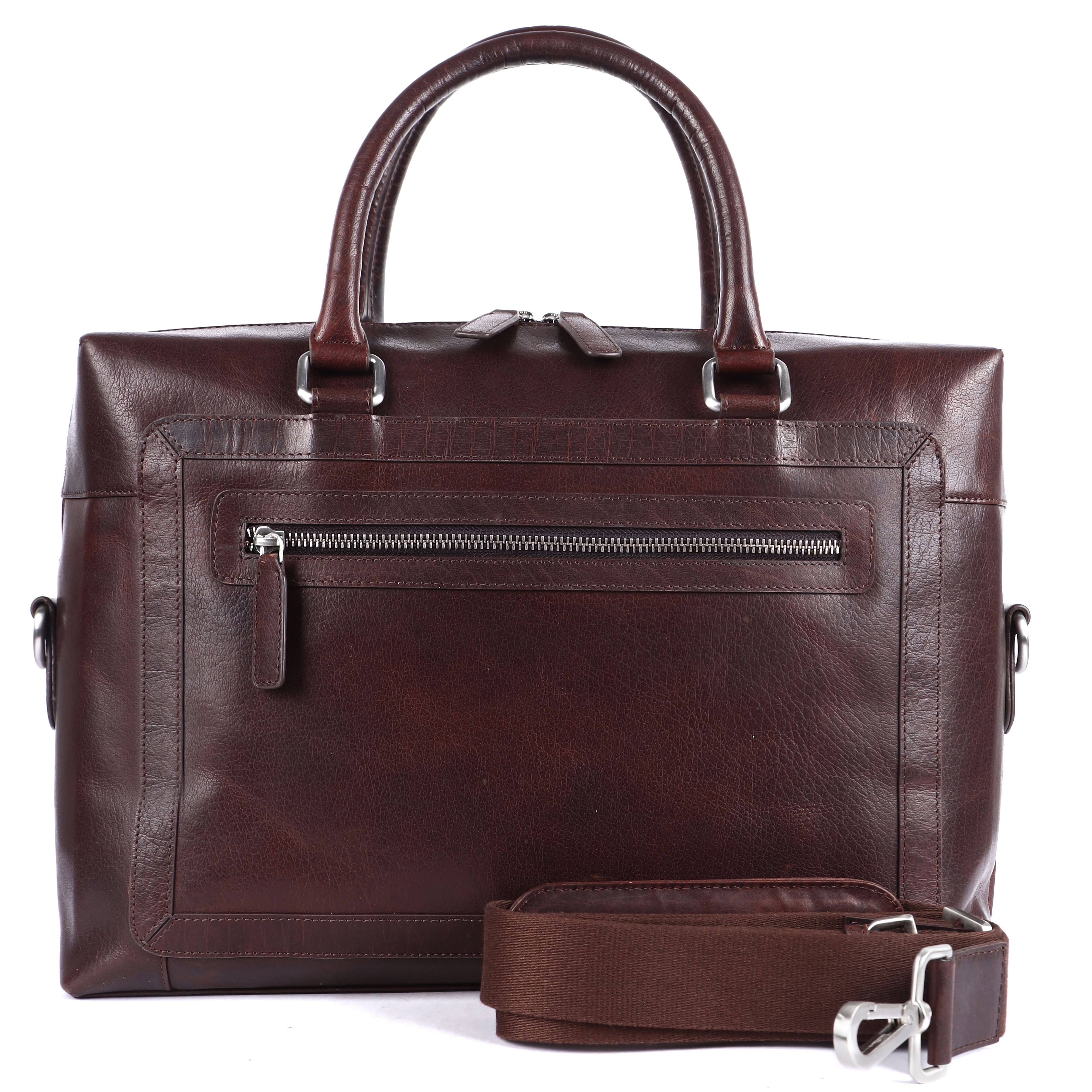 Premium Regal Brown Executive Briefcase Business Handbag - Color: Dark Red