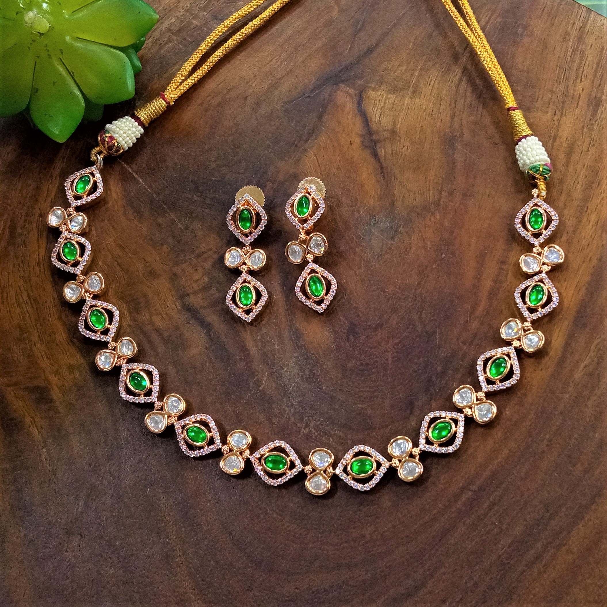 Kundan Necklace Set - High-Quality CZ Stones and Indian Craftsmanship | Perfect for Weddings, Parties, and Festive Occasions