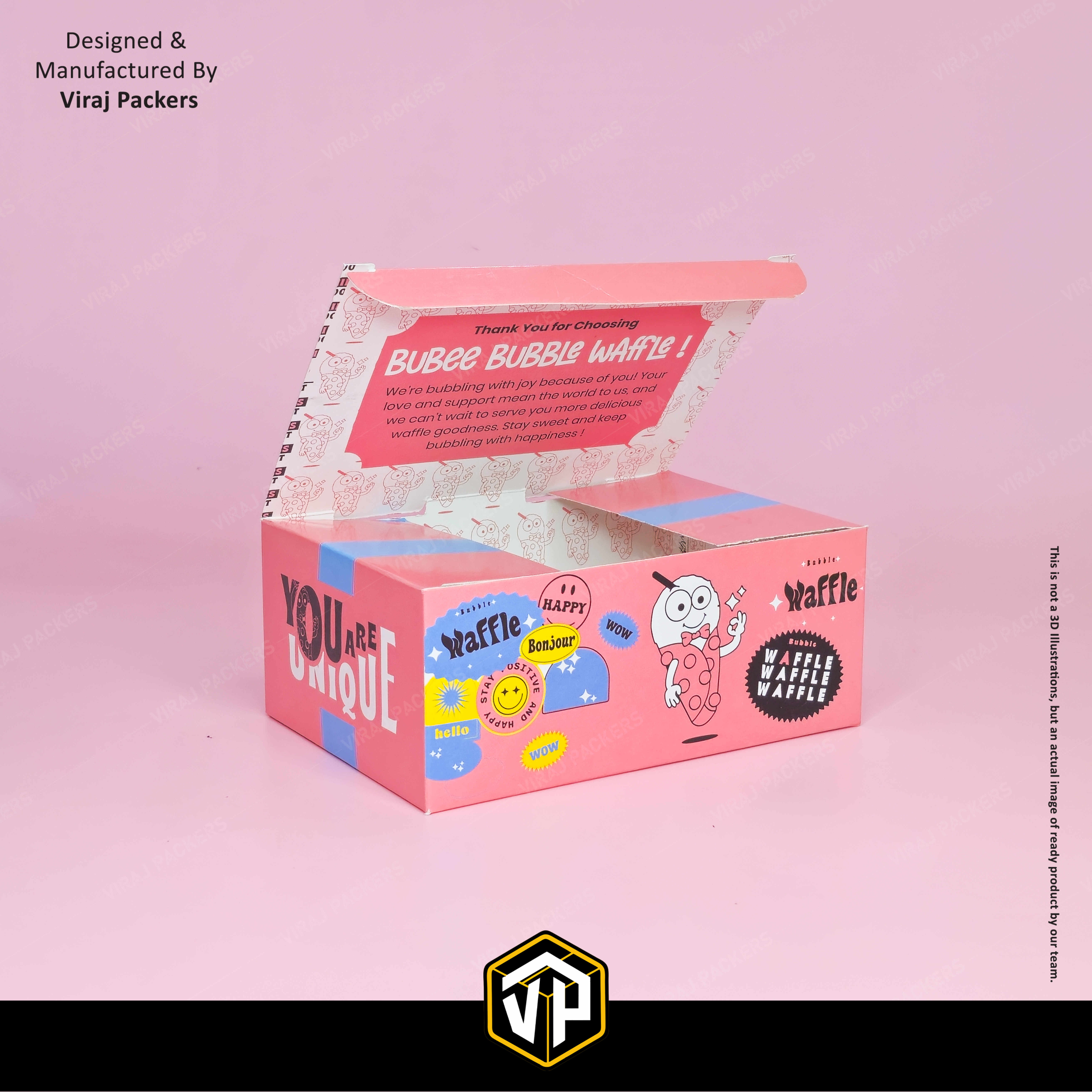 4 Pcs Waffle Packaging Boxes - Finishing: Glossy Lamination