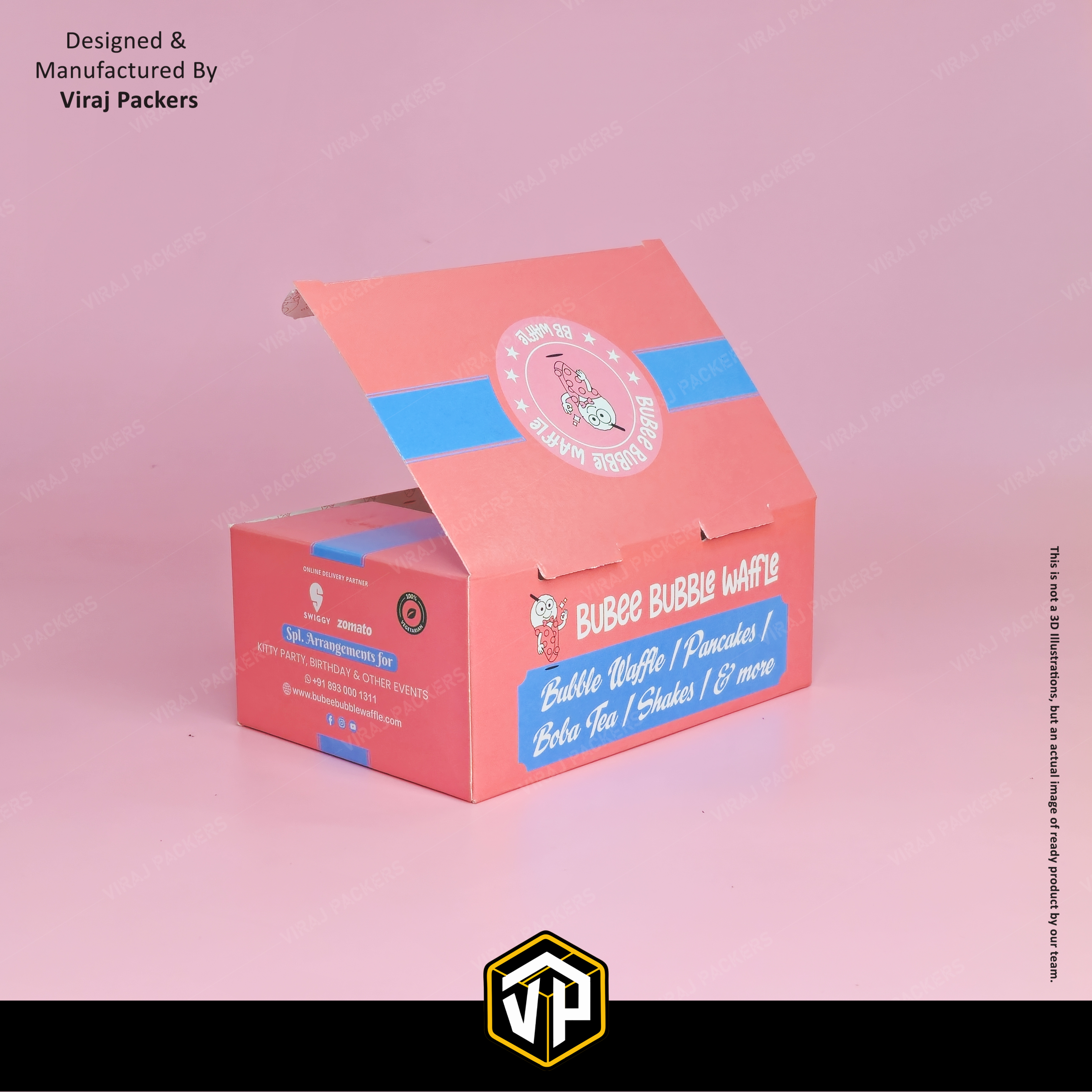 4 Pcs Waffle Packaging Boxes - Finishing: Glossy Lamination