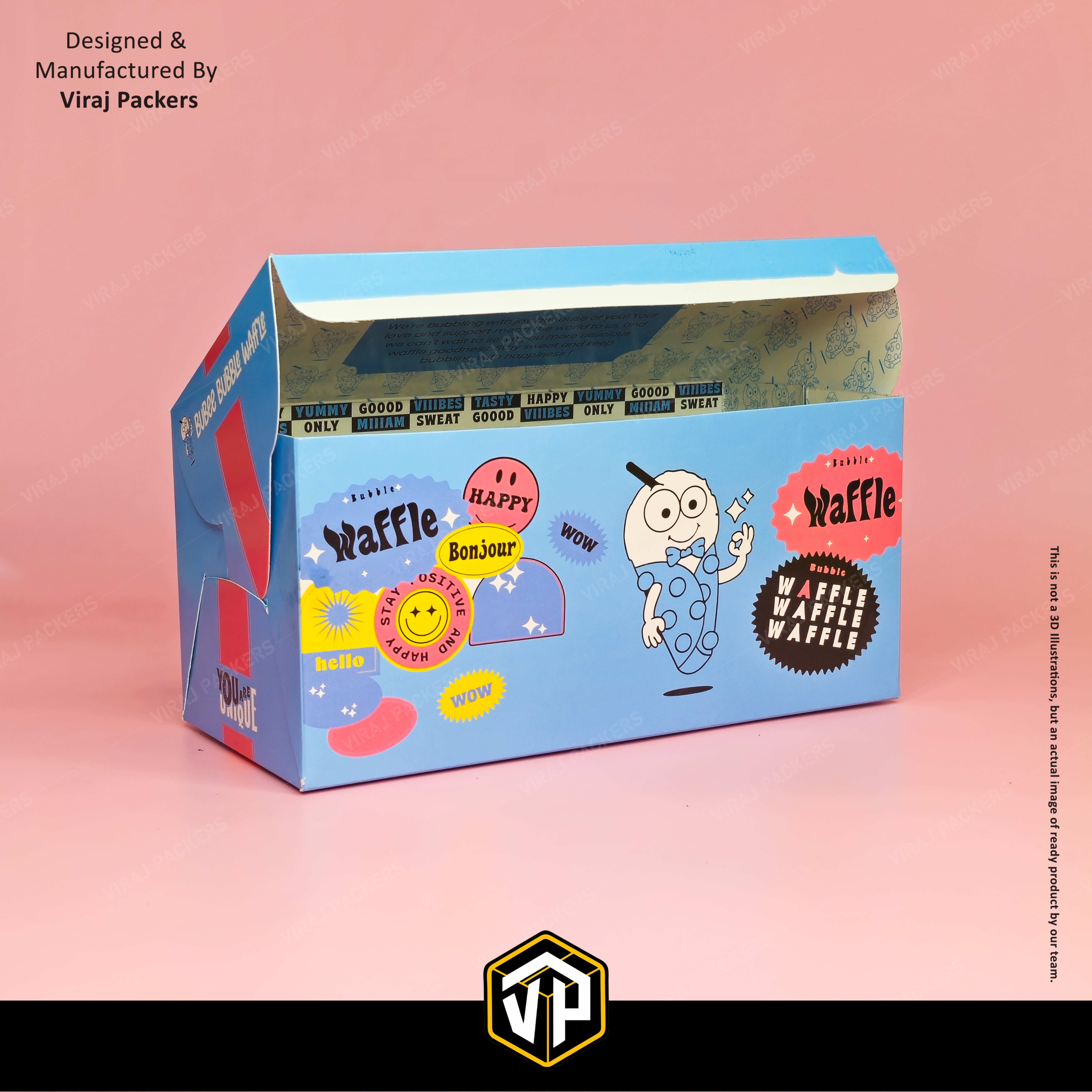 4 Pcs Waffle Packaging Boxes - Finishing: Glossy Lamination