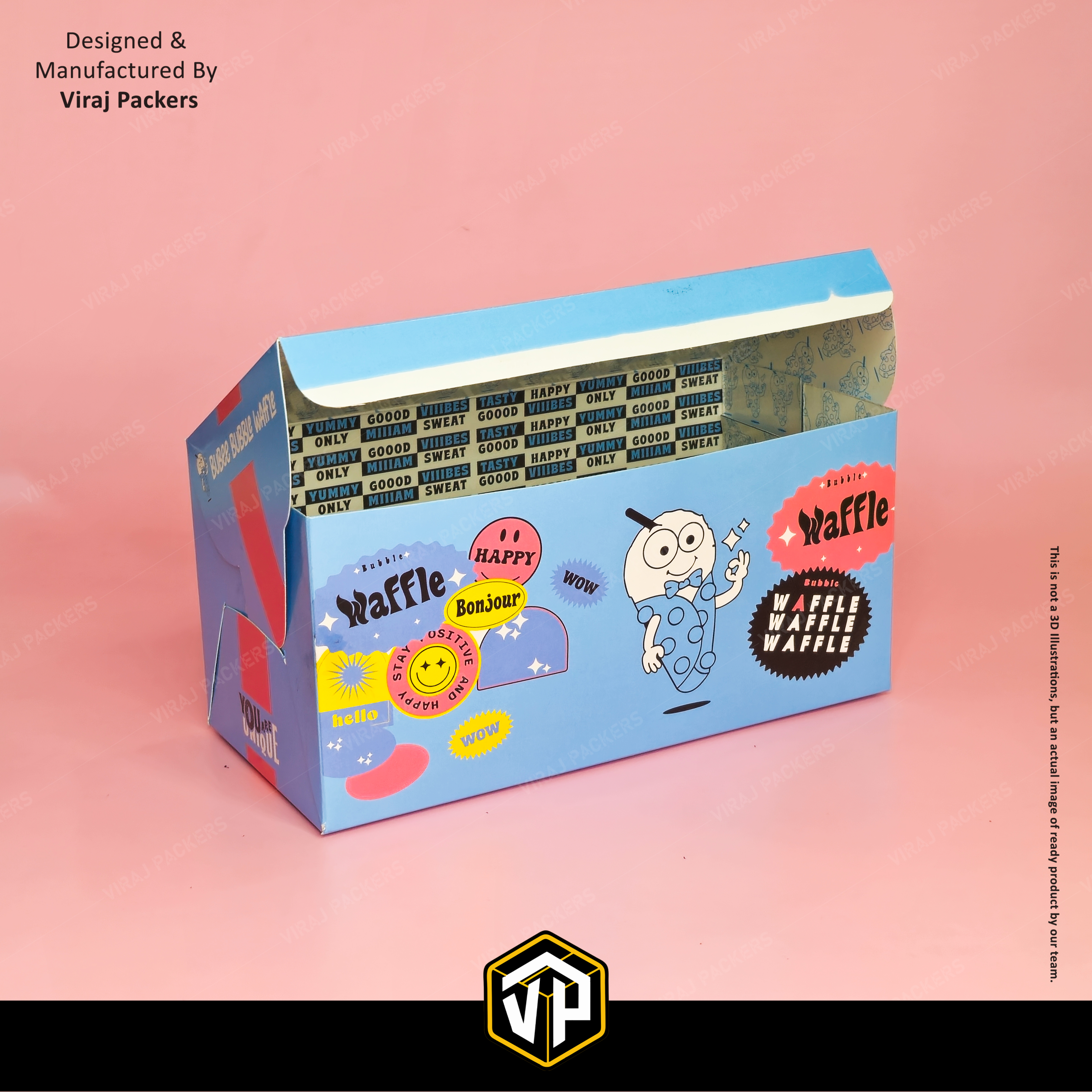 4 Pcs Waffle Packaging Boxes - Finishing: Glossy Lamination