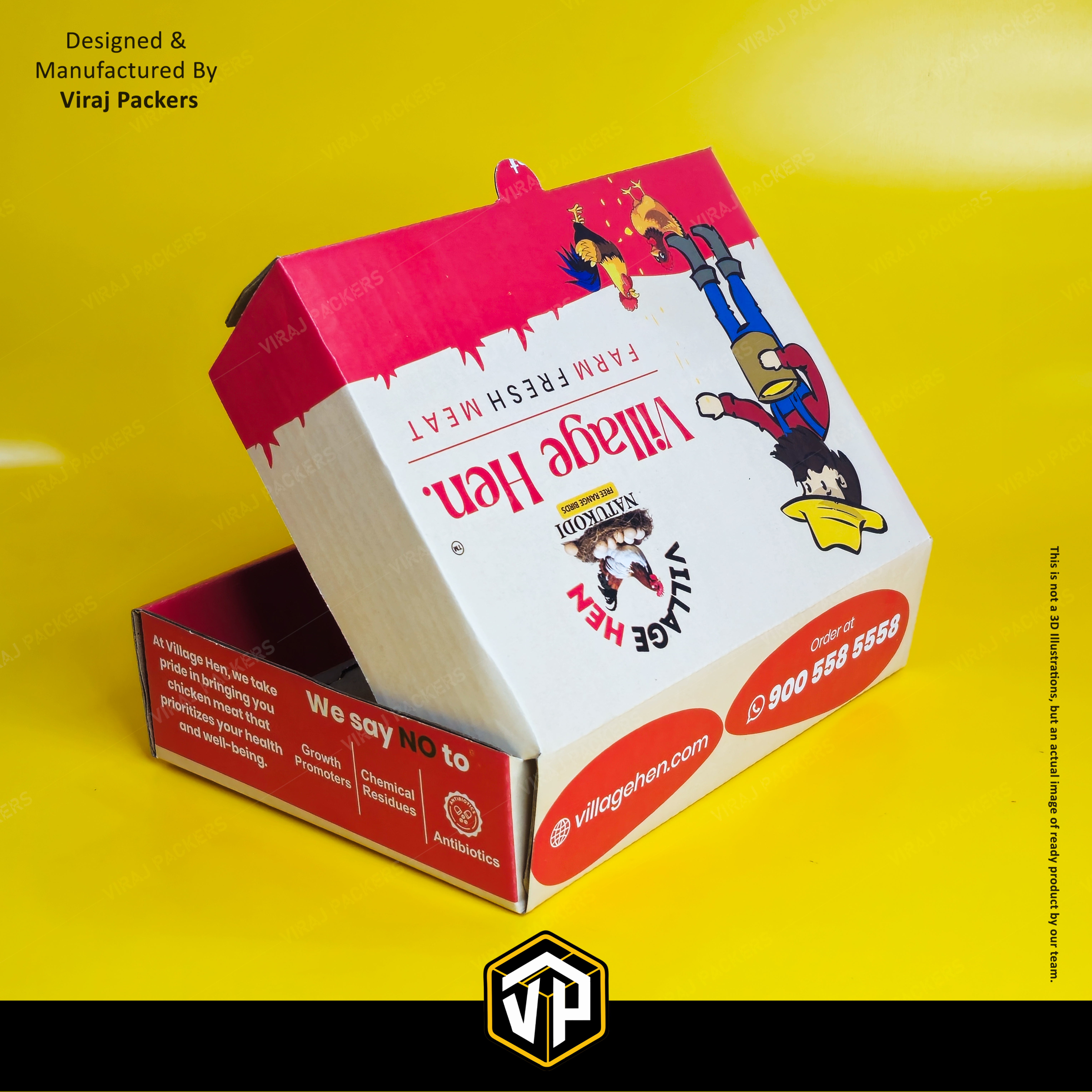 Chicken Packaging Box - Finishing: Glossy Lamination