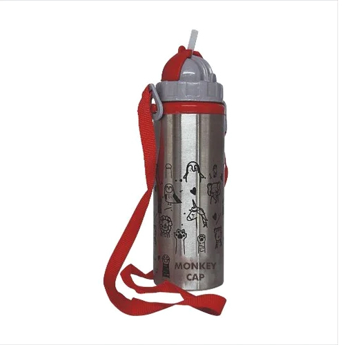 500 Ml Monkey Cap Kid Bottle - Color: Silver