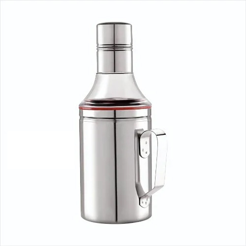 Handled Stainless Steel Oil Dispenser - Color: Silver